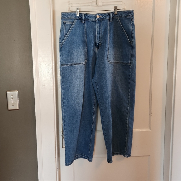 Just USA Denim - Just USA High-Rise Wide Leg Blue Jeans Size 16 / 33